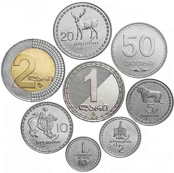 Набір 1993-2006, 1, 2, 5, 10, 50 тетрі, 1 і 2 ларі, 1993, Грузія Полтава