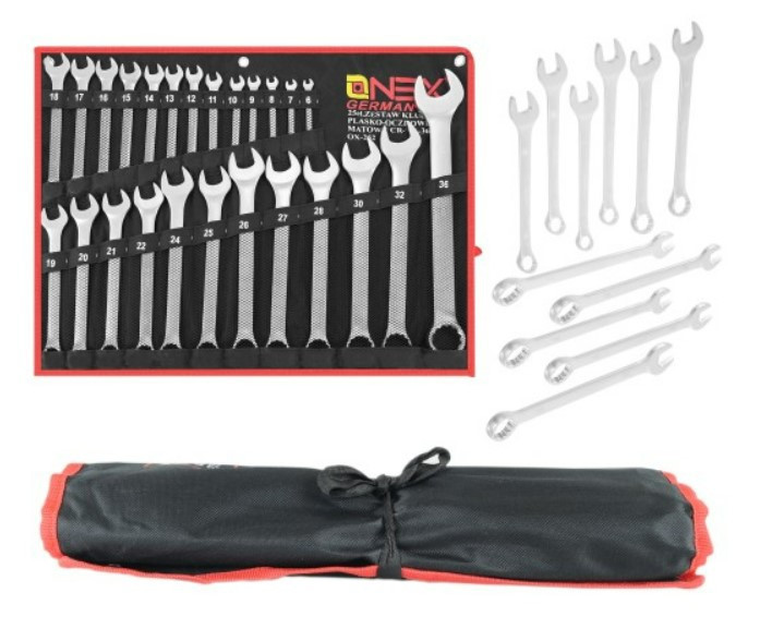 Набір ключів OX-252 6–36 мм, 25 предметів, Cr-V сталь, чохол, профі інструмент. Одеса - фото 1
