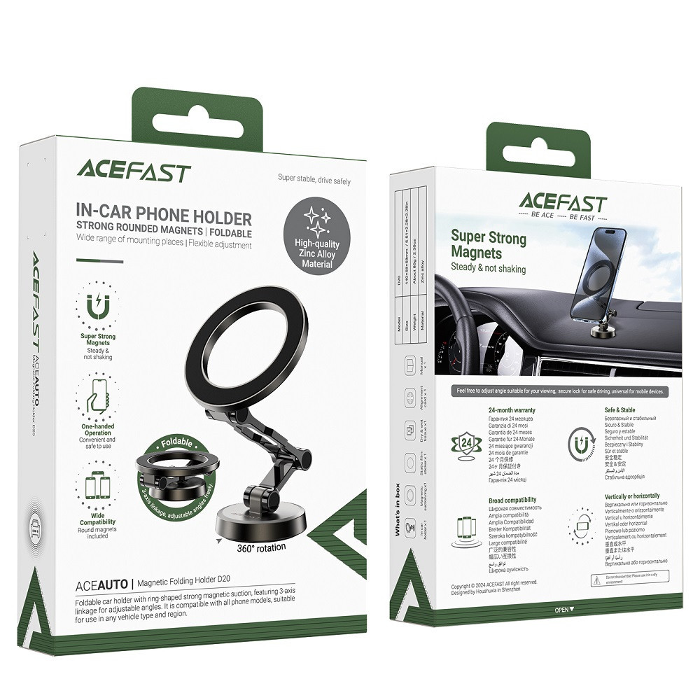 Автотримач для телефона ACEFAST D20 magnetic folding holder Metal Gray Одеса - фото 7