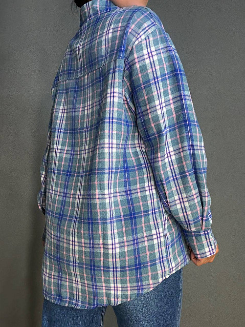 Рубашка женская Baoyu 225-1 в клетку оверсайз фланель, бірюзовий, one size Киев - изображение 14