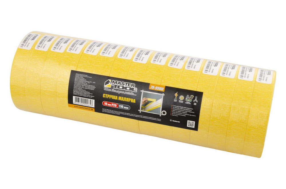 MASTERTOOL Стрічка малярна універсальна MASTERTOOL GripBond Easy 19 мм×15 м жовта 79-9900 Коломия - фото 3