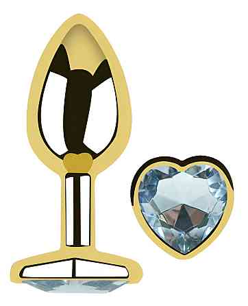 Анальна пробка з кристалом EGZO - Gold Heart Plug Clear size M Sex Aura Київ
