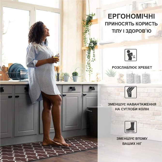 Набор коврики кухонные Lovely Svi 3 шт: 44 x74 x1см - 2 шт и 44 x119 x1см Коричневый Киев - изображение 5