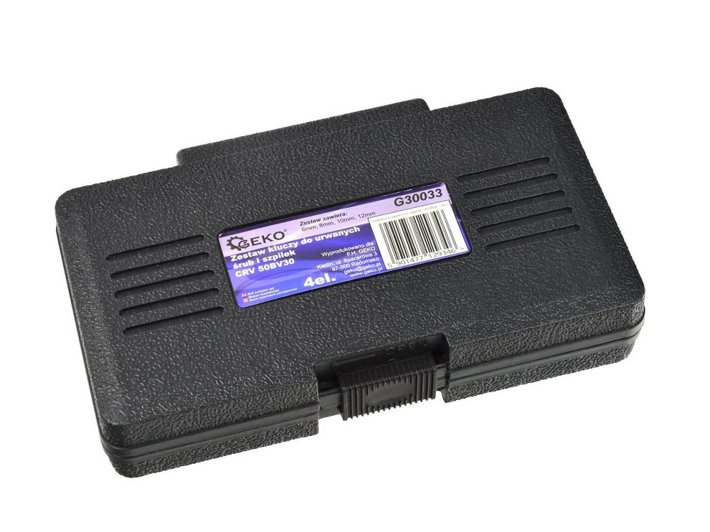 Набір Екстракторів "GeKo" для зламаних болтів та шпильок (6, 8 ,10, 12 мм), к-т 4 шт. [CrV 50BV30] під вороток 1/2" Стрый - изображение 5