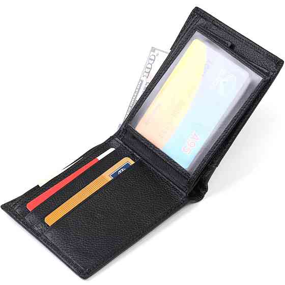 Шкіряний чоловічий гаманець Vintage 20475 Чорний Київ