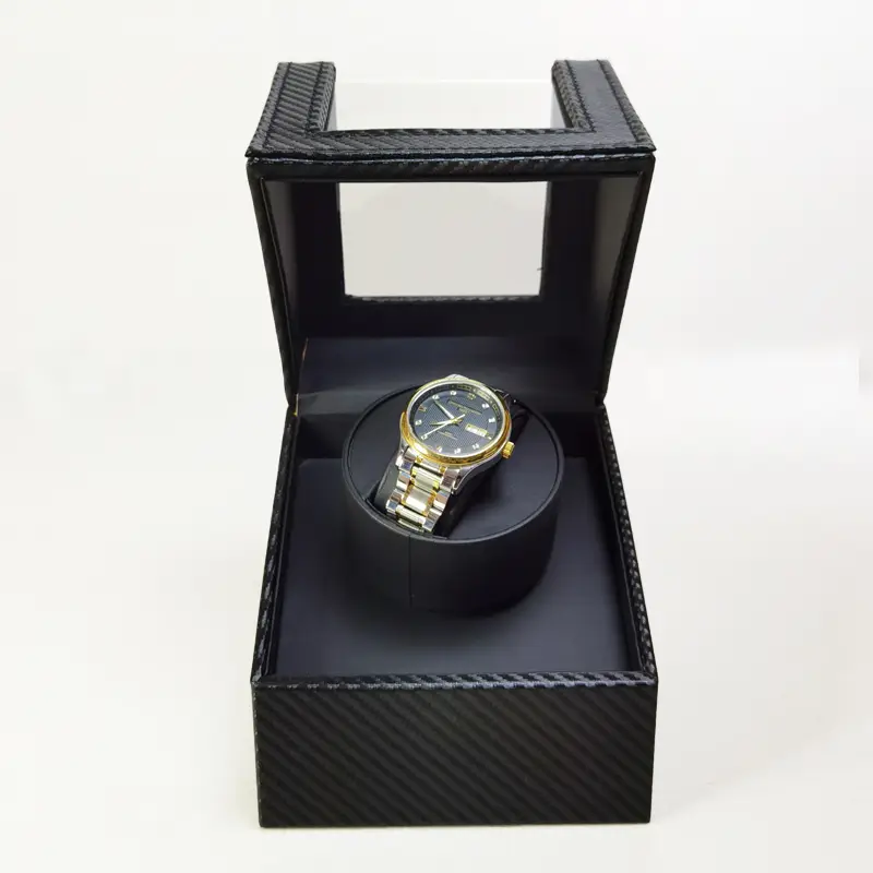 Скринька для підзаводу годинника Віндер тайммувер для 1-го годинника (Чорний з чорним 1) Київ - фото 6