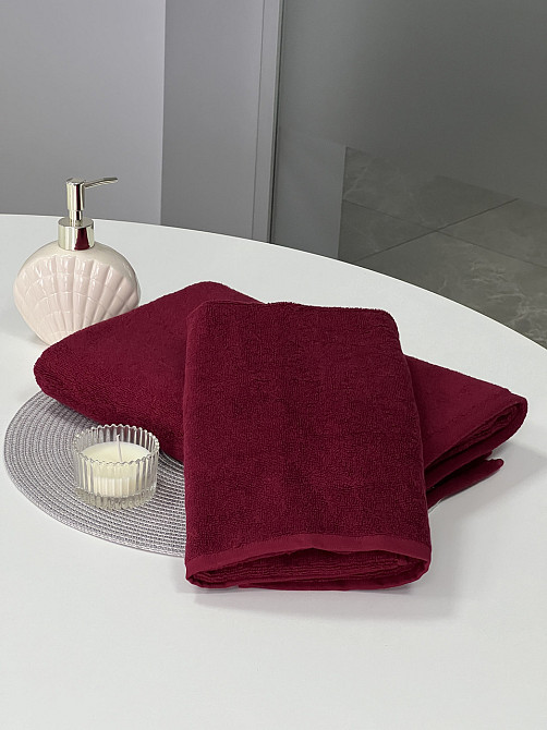 Комплект махрових рушників Ideal Textile 2 шт (50х90см + 70х140см) (56860378) Бордовий Чернівці - фото 3