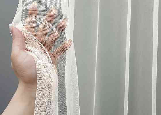 Тюль VR-Textil 1695т Грек-сетка с вышивкой и люрексом Молочный с пудровым 300х270 см (42-0736) Киев