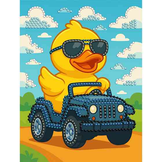 Алмазна мозаїка з частковою викладкою "Качка на машині" ©art_selena_ua AMV1207, 15х20 см Вінниця