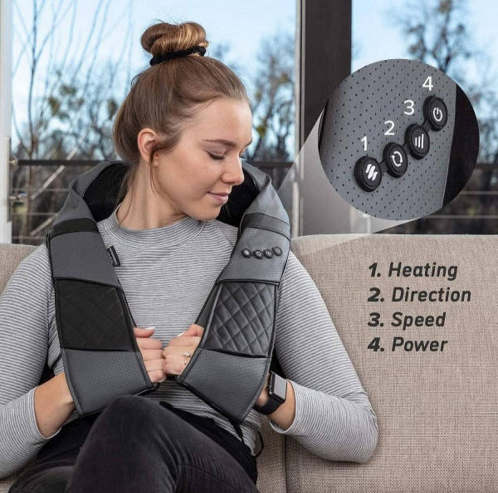 Массажер для шеи и плеч с прогревом, сумкой и адаптером в автомобиль Черный Винница - изображение 10
