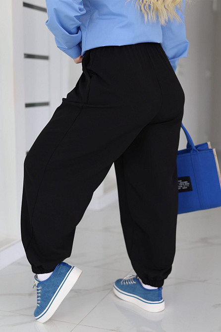 Жіночі широкі штани джогери "Flavio" | Батал Чорний, 50-52 Київ - фото 5