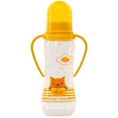Бутылочка для кормления Baby Team с ручками и силиконовой соской, 250мл 0+ желт (1411_желтый) Винница