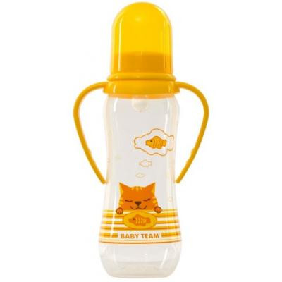 Бутылочка для кормления Baby Team с ручками и силиконовой соской, 250мл 0+ желт (1411_желтый) Винница - изображение 2