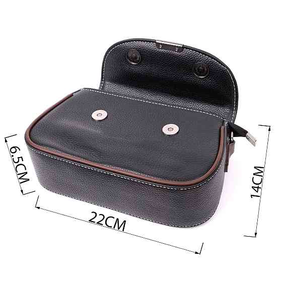 Стильна сумка для жінок з фактурним клапаном із натуральної шкіри Vintage 22374 Чорна Київ