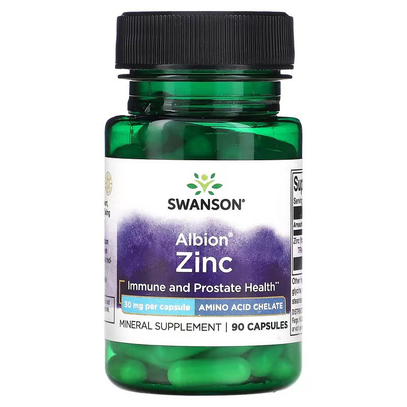 Цинк Swanson Albion Zinc, 30 mg, 90 Capsules (Immune and Prostate Health) Луцьк - фото 1