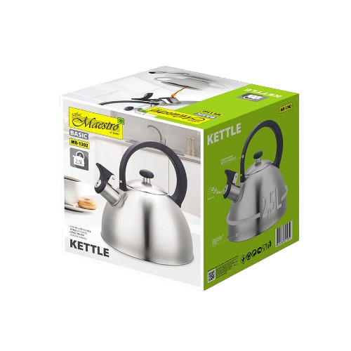 Чайник 2,5л металевий з пластиковою ручкою (ручка:чорний) MR-1302 Maestro Житомир