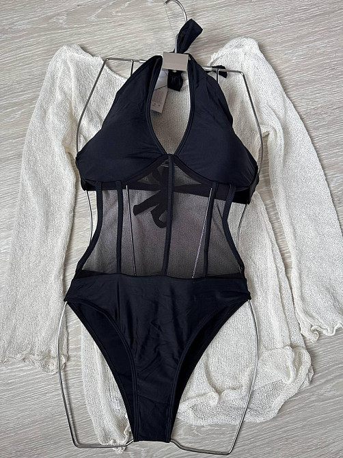 Купальник суцільний з сіточкою та регульованим ліфом Чорний S Харків - фото 4