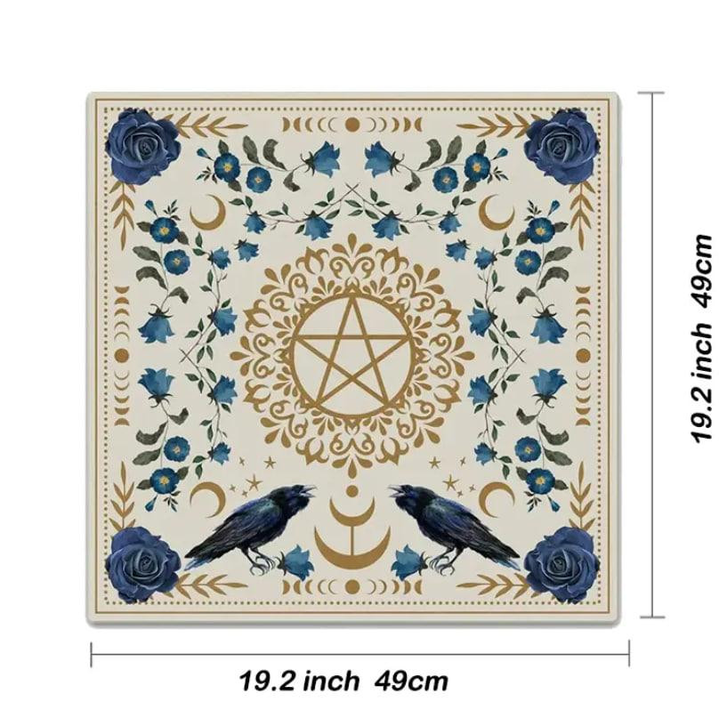 Алтарная скатерть для карт Таро и Рун. Скатерть для гадания с изображением Ворона и пентаграммы 49*4 Киев - изображение 2