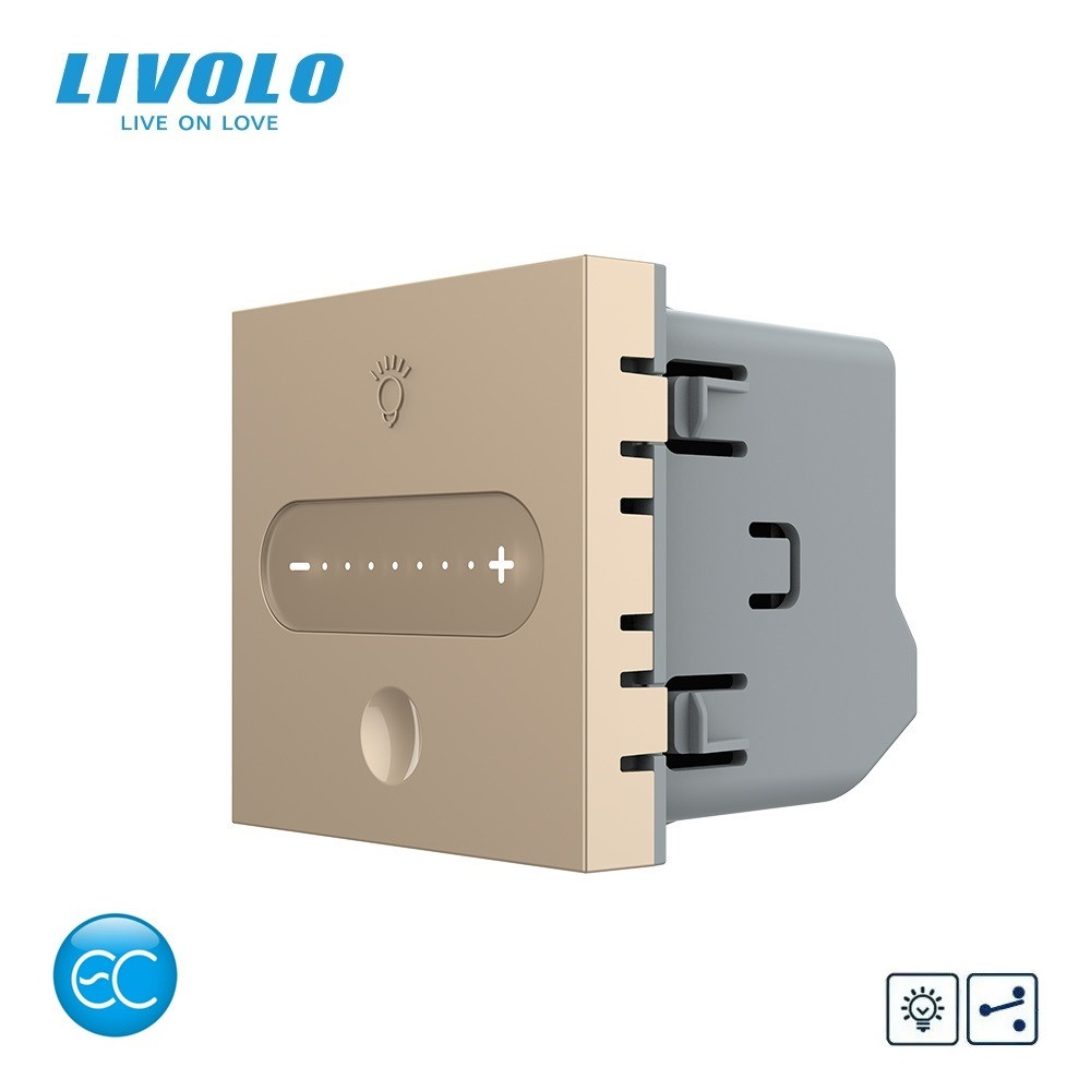 LIVOLO Розумний сенсорний димер LIVOLO, золотий, прохідний / перехресний, 2А 230В, без нейтралі Коломия - фото 1