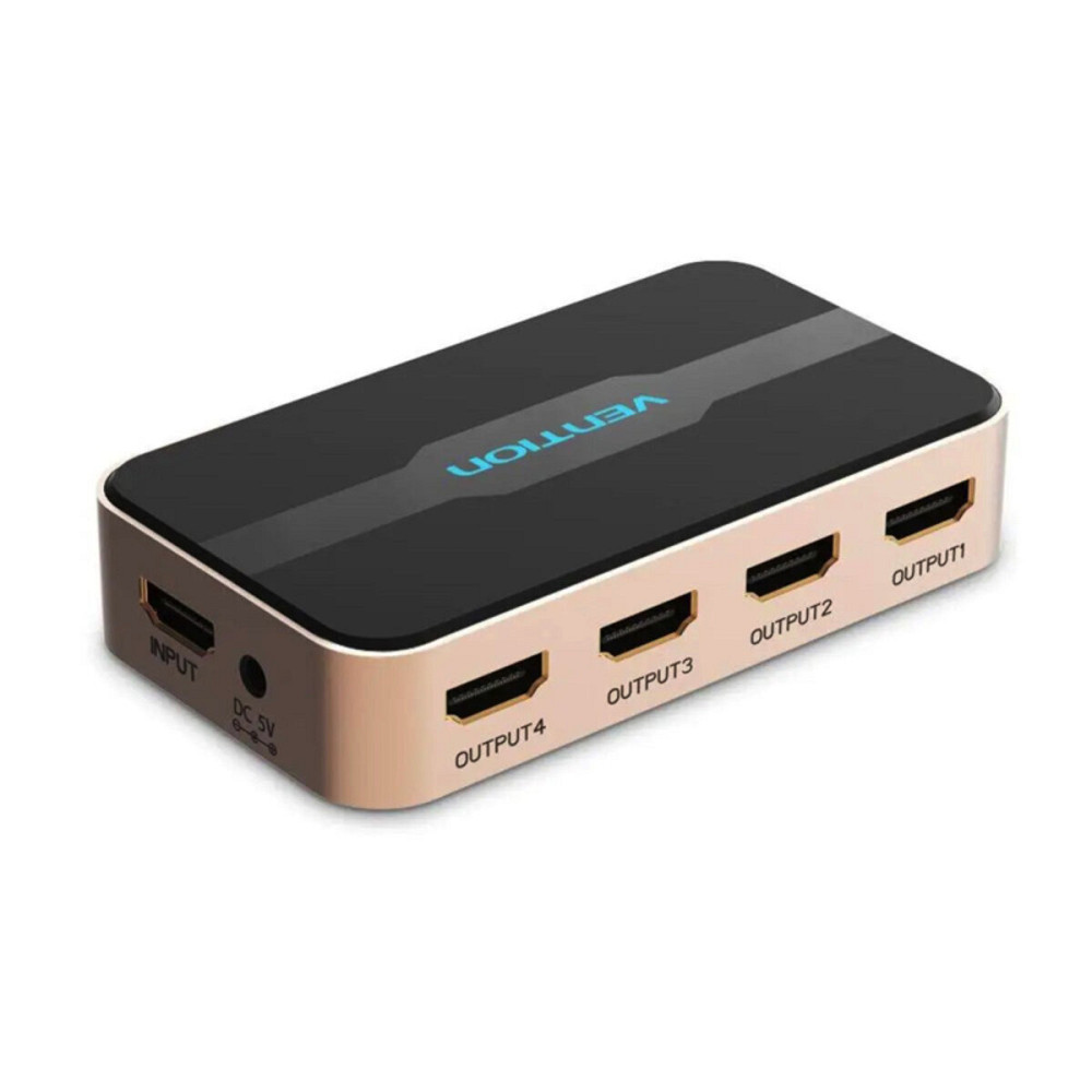 Сплітер Vention 1 In 2 Out HDMI Splitter 4K 30Hz Gold Aluminum Alloy Type EU Standard (ACCG0-EU) Київ - фото 1