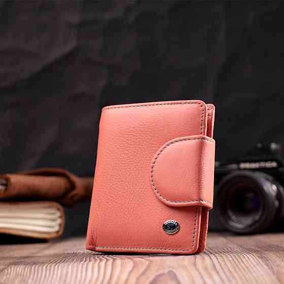 Стильный кожаный кошелек с монетницей снаружи для женщин ST Leather 19458 Оранжевый Киев