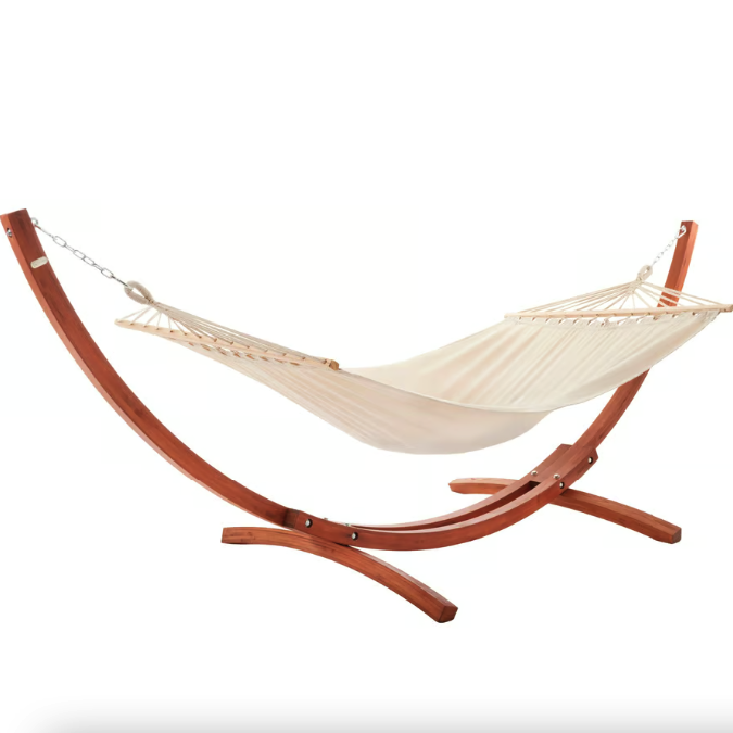 Гамак с прочным каркасом раскладной для сада и дачи мобильный комплект для релакса Di Volio Trevia кремовый Киев - изображение 2