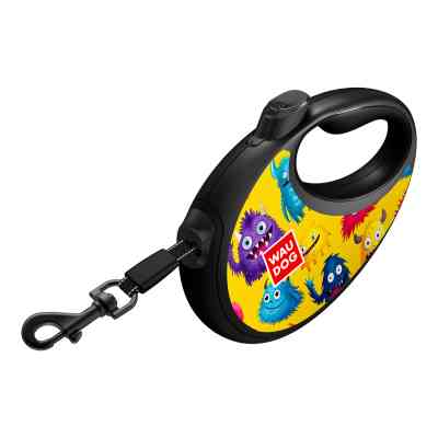 Повідець для собак WAUDOG R-leash з контейнером для пакетів "Мохнаті монстри", світловідбивна стрічка, S (255-4050) Вінниця