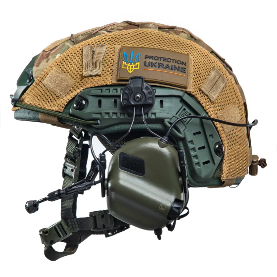 Комплект шлем Fast Team Wendy Helmet NIJ IIIA + наушники Earmor M32H MOD3 + кавер (Оливковый) размер Винница