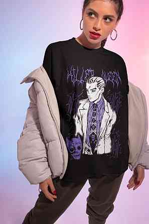 Футболка для хлопчика з аніме принтом Джосуке Кіра Джоджо С оверсайз (зріст від 165 до 180) Чорний AnimeJ0952m Дніпро