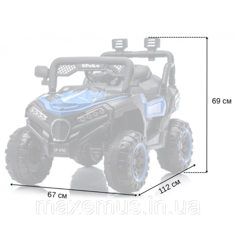 Детский электромобиль Багги 4х4 Spoko SP-V90 Синий двухместный на аккумуляторе с пультом ДУ 12V Мостиска - изображение 9