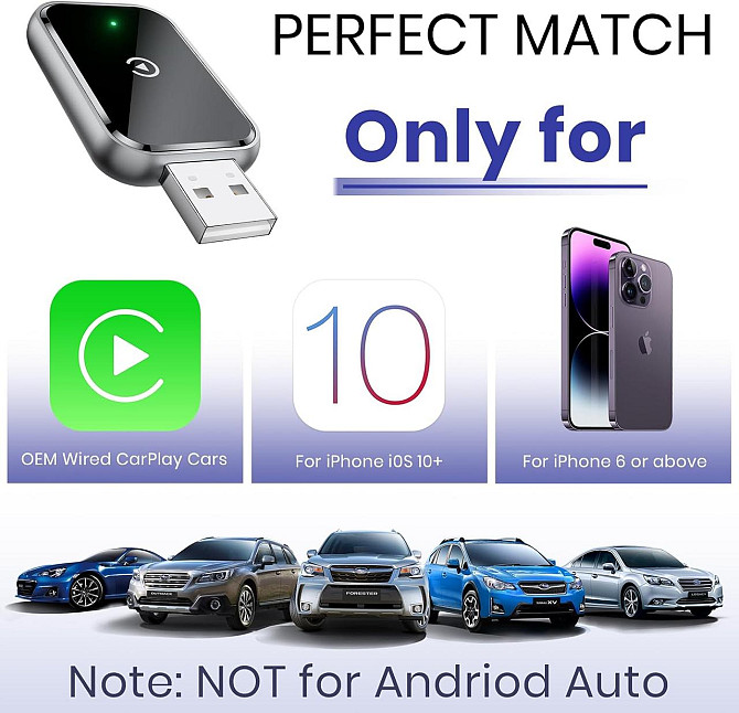 Беспроводной адаптер CarPlay AIZEO для iPhone iOS 10+ переход с проводного на беспроводной, компактн Киев - изображение 8