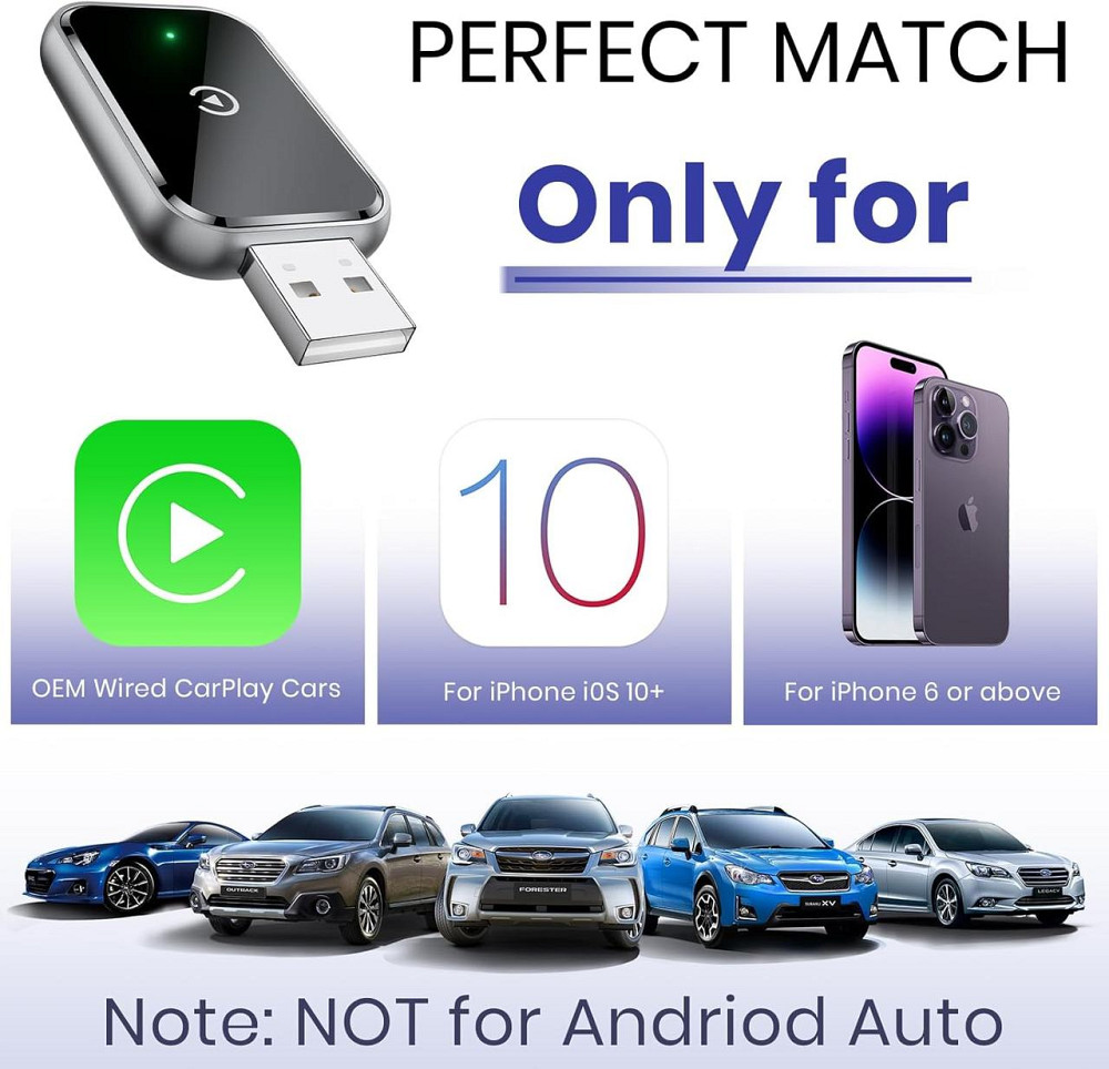 Бездротовий адаптер CarPlay AIZEO для iPhone iOS 10+, перехід з дротового на бездротовий, компактний карплей Київ - фото 8