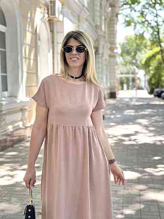 Літня сукня міді вільного крою "Ordinary" оптом | Батал 50-52, Капучіно Київ