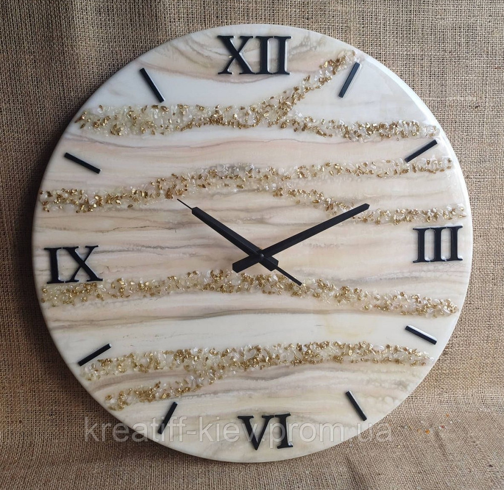 Годинник настінний 50 см з епоксидної смоли ручної роботи Дніпро - фото 1