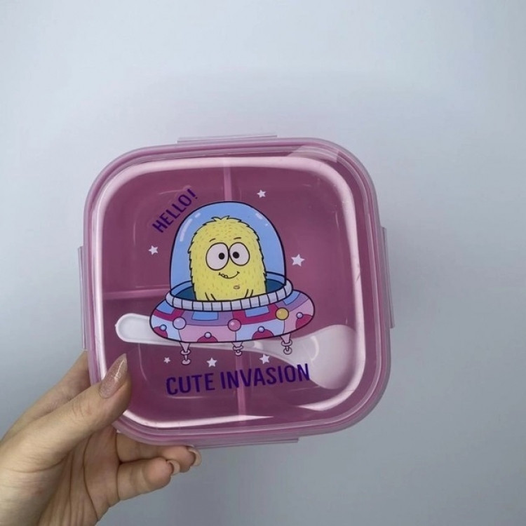 Детский ланч бокс на 3 секции с ложкой НЛО 500мл Винница - изображение 1