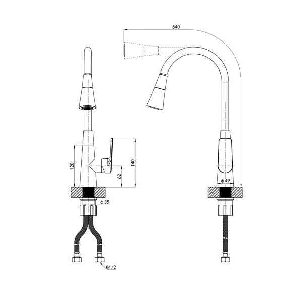 Кухонный смеситель Mixxus Premium Matis 011-T NUT Graphite с черным силиконовым изливом (MI8268) Харьков