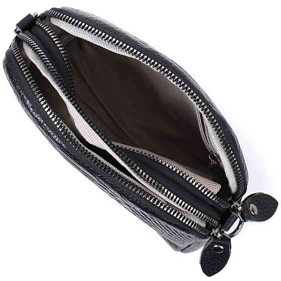 Компактна сумка для жінок на два відділення з натуральної шкіри Vintage 22799 Чорний Київ