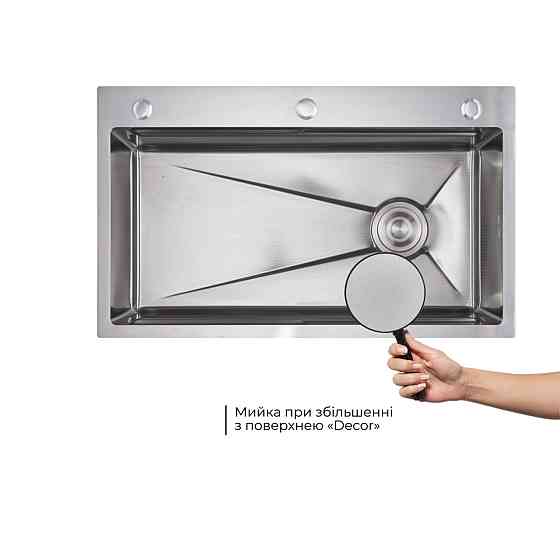 Комплект Lidz Handmade H7545 Мийка для кухні інтегрована Decor Honeycomb LDH7545DEC48372 + Lidz (BLA) Подрібнювач для Київ