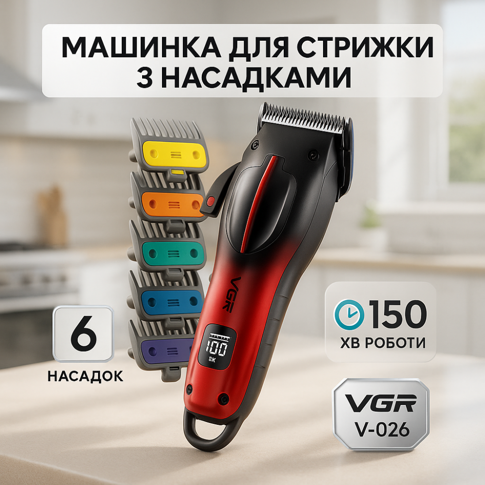 Машинка для стрижки волосся з акумулятором VGR V-026, Набір для стрижки волосся на акумуляторі IK-43 Львів - фото 11