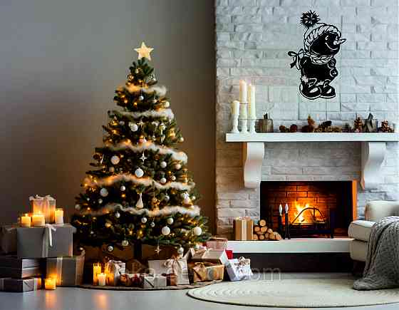 Декоративное настенное Панно «Снеговик», Декор на стену 90*56 см, Черный Киев