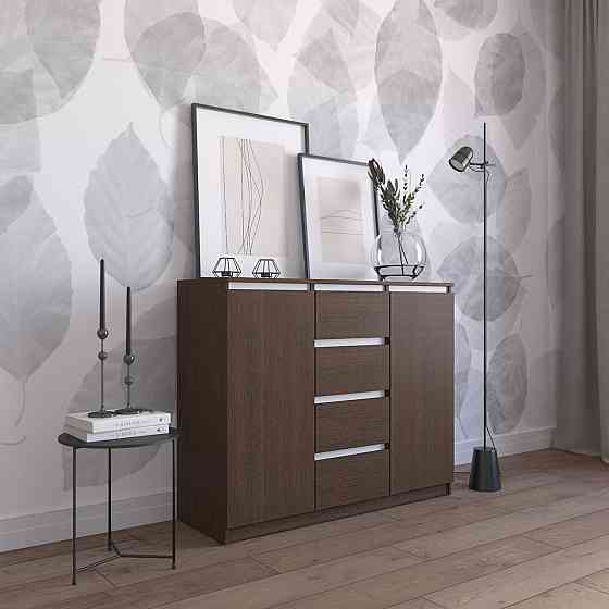 Комод VAYS R-11 Венге Темний-Білі планки, 4 шухляди та 2 відділення з полицями, без ручок, ЛДСП, 120×40×98 см - для спальні, вітальні, передпокою Львів