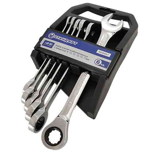 Набір комбінованих ключів тріскачкових 8-17 мм 6 од. СТАНДАРТ NGW6ST Одеса