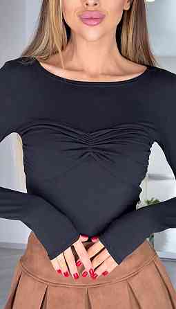 Женский трендовый лонгслив с имитацией бра вискоза Черный Одесса