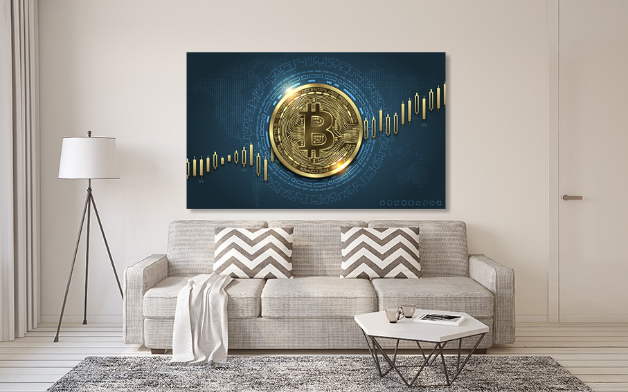 Картина холст в гостиную / спальню  Біткоін  MLP_186 40x80 см Киев - изображение 2