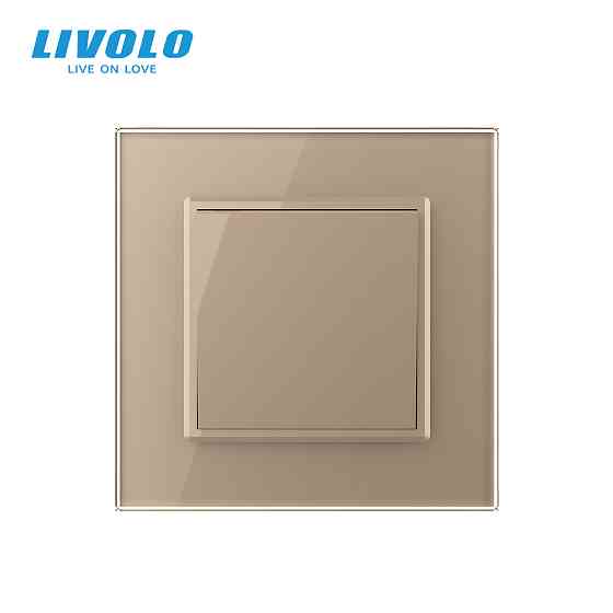 LIVOLO Вимикач універсальний 1-клавішний Livolo золото скло 250В 10А (VL-С7FCMKS-2AP) Коломыя