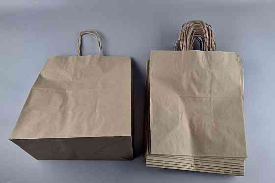 Пакет с ручками бумажный крафт бурий 310х200х350, 80г/м2 (25 шт) Харьков