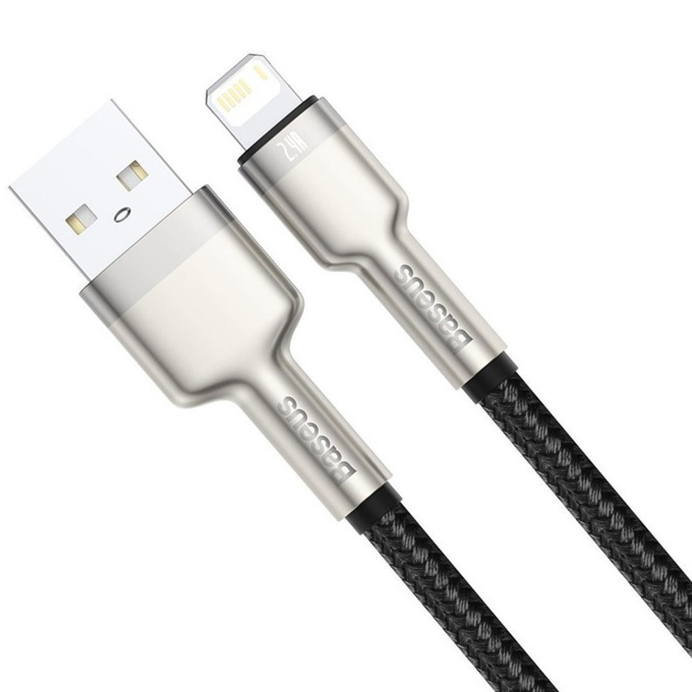 Кабель Baseus Cafule Series Metal Data Cable USB to IP 2.4A 0.25m Black Одеса - фото 3