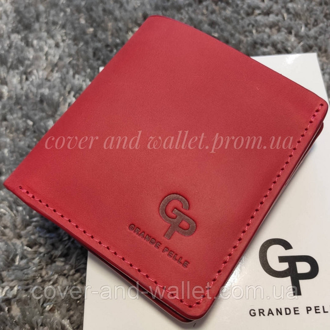 Красный небольшой кожаный женский кошелек ручной роботы Grande Pelle Lettera Киев - изображение 1