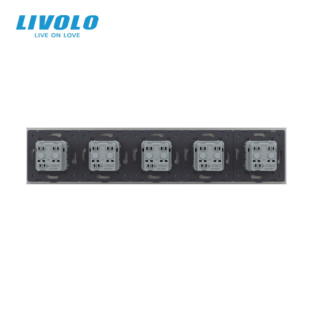 LIVOLO П’ятимісна електрична розетка з заземленням LIVOLO, сіра, скляна рамка, шторки, 250В 16А Коломыя - изображение 10