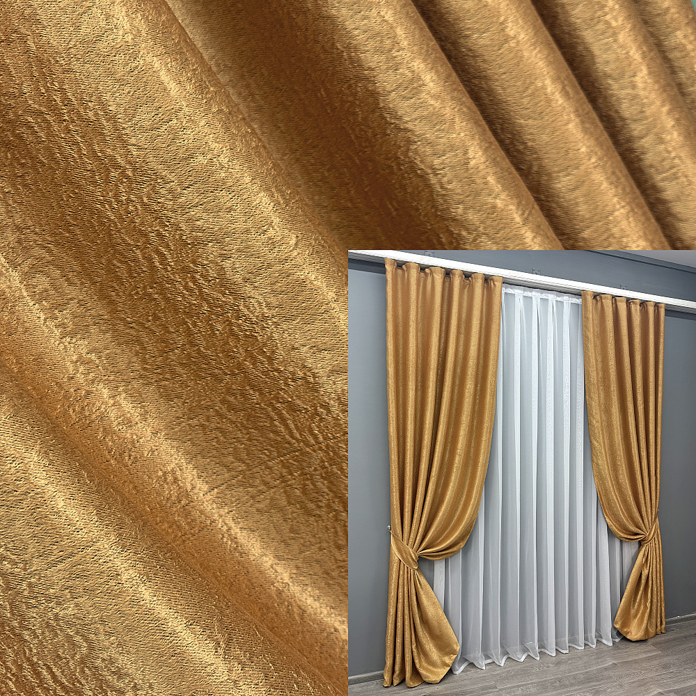 Комплект готовых штор VR-Textil Софт № 373ш Золотистый 150х270 см 2шт (30-367) Киев - изображение 1